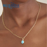 Gold Plated Necklace with Turquoise- 20 Inches